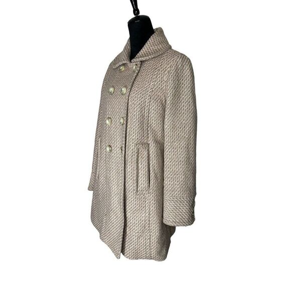 MARC JACOBS Circle Collar Checks Wool Light Pink Coat Half Belt Back Large - Picture 2 of 16